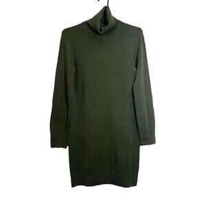 Women's French Connection Knit Turtle Neck Sweater Dress Olive Green Size M